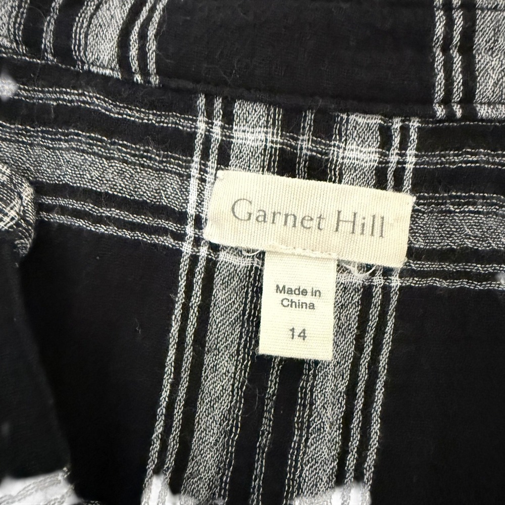 Garnet Hill Popover Plaid Tunic Shirt Dress Gauzy Organic Cotton Womens 14 - Picture 6 of 11